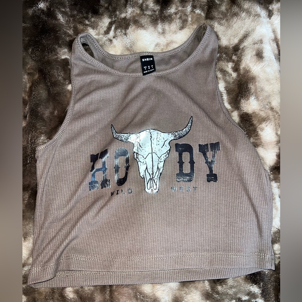 SHEIN Taupe Wild West Graphic Tank